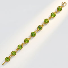 Happiness Round Peridot Diamond Gold Bracelet