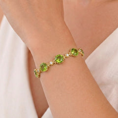 HAPPINESS 18K GOLD ROUND PERIDOT DIAMOND BRACELET