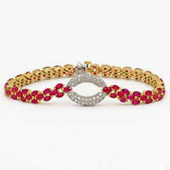 18K GOLD PIGEON BLOOD RUBY DIAMOND BRACELET