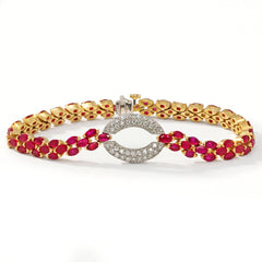 18K GOLD PIGEON BLOOD RUBY DIAMOND BRACELET