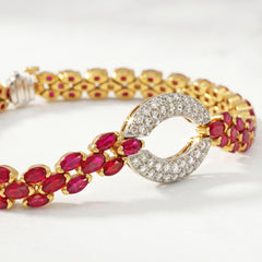 18K GOLD PIGEON BLOOD RUBY DIAMOND BRACELET