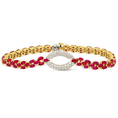 18K GOLD PIGEON BLOOD RUBY DIAMOND BRACELET