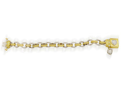 LOVE LINK 18K TWO-TONE GOLD DIAMOND HEART BRACELET