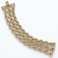 Happiness 18K Two Tone Gold Diamond Triple Link Bracelet