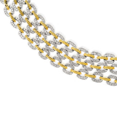 18K TWO-TONE GOLD DIAMONDS TRIPLE LINK BRACELET