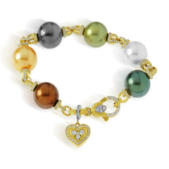 SOUTH SEA PEARL 18K GOLD DIAMOND HEART BRACELET - Stambolian | House of Jewels