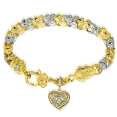 VALENTINES DAY 18K TWO-TONE GOLD INTERLOCK HEART LINKS BRACELET - Stambolian | House of Jewels