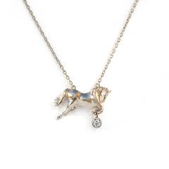 Equestrian Horse 18K White Gold Diamond Pendant