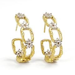 Enchanted Garden Yellow Gold Floral Diamond Hoops