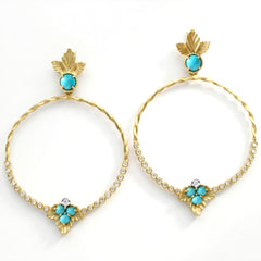 Enchanted Garden Turquoise Diamond Dangle Earrings