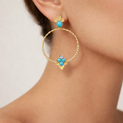ENCHANTED GARDEN TURQUOISE DIAMOND CIRCLE DANGLE EARRINGS