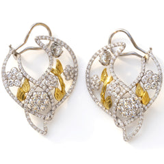 Diamond Fantasies Two Tone Gold Drop Earrings