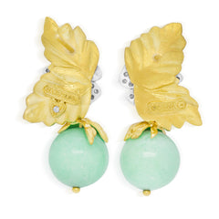 ENCHANTED GARDEN 18K CHRYSOPRASE PINK SAPPHIRE DIAMOND EARRINGS