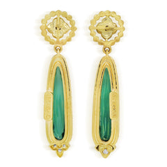 GREEN TOURMALINE DIAMONDS 18K GOLD DROP EARRINGS
