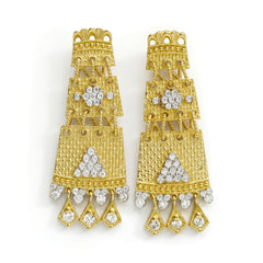 Karizma Hand Woven Gold Diamond Dangle Earrings