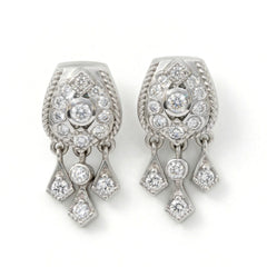 Karizma Hand Woven White Gold Diamond Dangle Earrings