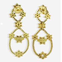 18K BLACK WHITE DIAMOND CLUSTERS FIGURE EIGHT EARRINGS