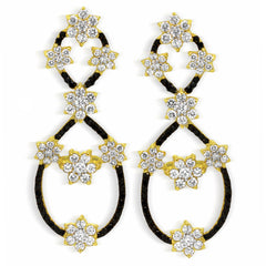 18K BLACK WHITE DIAMOND CLUSTERS FIGURE EIGHT EARRINGS