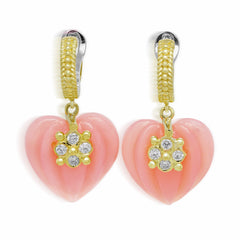 CANDY HEARTS 18K GOLD PINK OPAL DIAMOND EARRINGS