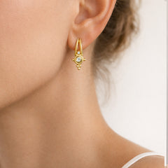 18K GOLD DIAMOND ROUND DROP DANGLE EARRINGS