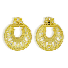 18K GOLD DIAMOND DOOR KNOCKER EARRINGS