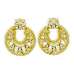 18K GOLD DIAMOND DOOR KNOCKER EARRINGS