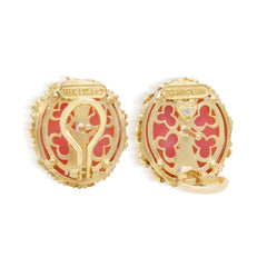 MAYFLOWER 18K GOLD PINK OPAL DIAMONDS FLORAL BUTTON EARRINGS