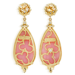 CANDY PINK PERUVIAN OPAL 18K GOLD DIAMONDS DROP EARRINGS