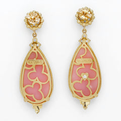 Candy Pear Shaped Pink Opal Diamond Drop Earrings