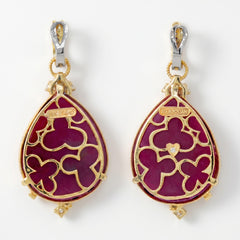18K Gold Rose Cut Ruby and Diamond Earrings