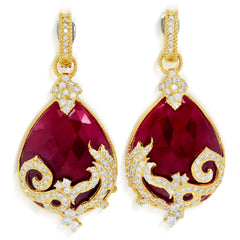 18K GOLD ROSE CUT RUBY AND DIAMOND EARRINGS