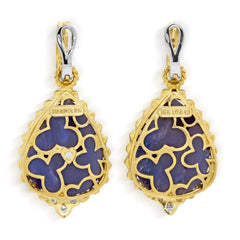 18K GOLD ROSE CUT BLUE SAPPHIRES DIAMOND EARRINGS