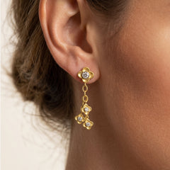 Mayflower Dangling Diamond Flower Earrings