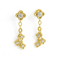 Mayflower Dangling Diamond Flower Earrings