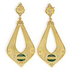 18K GOLD DIAMOND CABOCHON TSAVORITE DROP EARRINGS
