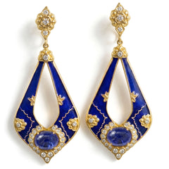 Colors of Life Tanzanite Blue Enamel Drop Earrings
