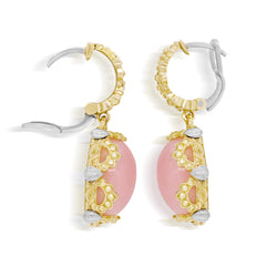 CANDY PINK PERUVIAN OPAL 18K GOLD DROP EARRINGS