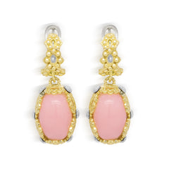CANDY PINK PERUVIAN OPAL 18K GOLD DROP EARRINGS