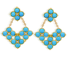 HAPPINESS SLEEPING BEAUTY TURQUOISE DIAMOND EARRINGS - Stambolian | House of Jewels