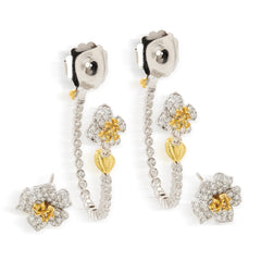 ENCHANTED GARDEN CANARY YELLOW DIAMOND TWO PIECE FLORAL HOOP EARRINGS