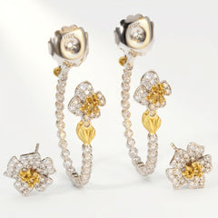 Enchanted Garden Canary Diamond Two Piece Hoops