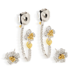 ENCHANTED GARDEN CANARY YELLOW DIAMOND TWO PIECE FLORAL HOOP EARRINGS - Stambolian | House of Jewels
