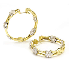 HAPPINESS 18K GOLD DIAMOND CLUSTERS HOOP EARRINGS