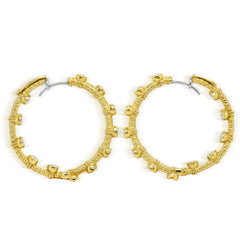 18K GOLD AND BEZEL SET DIAMONDS INSIDE OUT HOOP EARRINGS