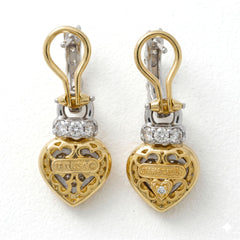Everything Hearts 18K Two Tone Gold Diamond Heart Earrings