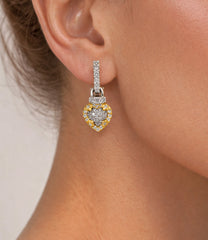 18K TWO-TONE GOLD AND DIAMOND HEART EARRINGS