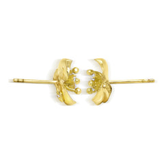 18K GOLD FLORAL BLOSSOM DIAMOND STUD EARRINGS