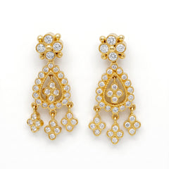 18K Gold Small Dangling Diamond Earrings