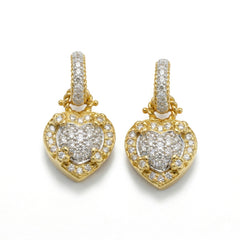 Everything Hearts 18K Two Tone Gold Small Diamond Heart Earrings