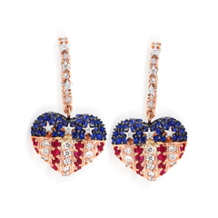 STARS AND STRIPES USA FLAG RUBY SAPPHIRE DIAMOND HEART EARRINGS - Stambolian | House of Jewels